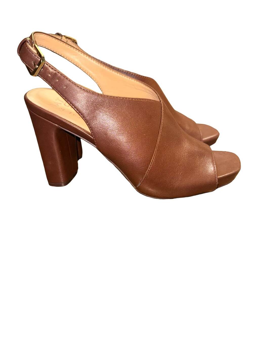 Naturalizer Mason Slingback Heel Size 7.5 Brown Open Toe Block Heel Sandals